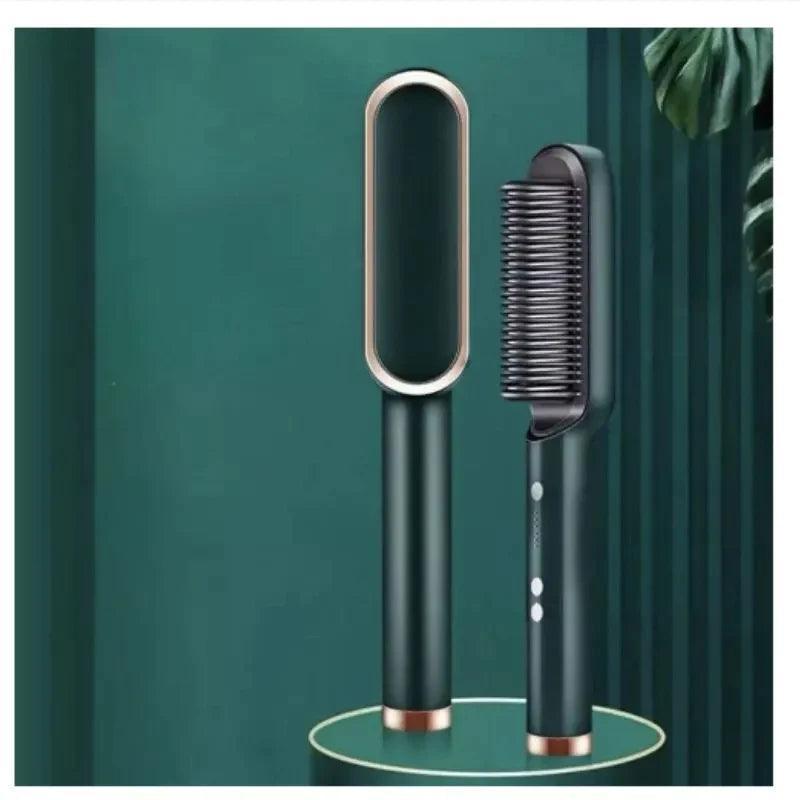 New 2 In 1 Hair Straightener Hot Comb Negative Ion Curling Tong Dual-purpose Electric Hair Brush - Glim N Style