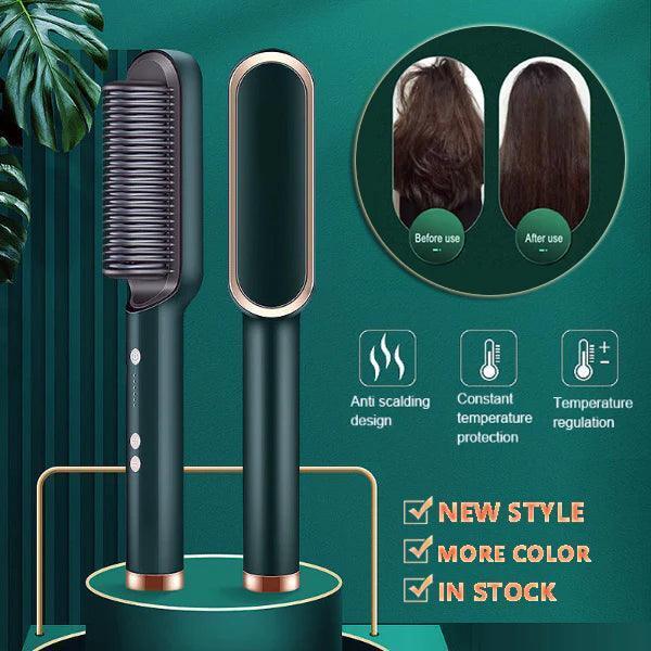 New 2 In 1 Hair Straightener Hot Comb Negative Ion Curling Tong Dual-purpose Electric Hair Brush - Glim N Style