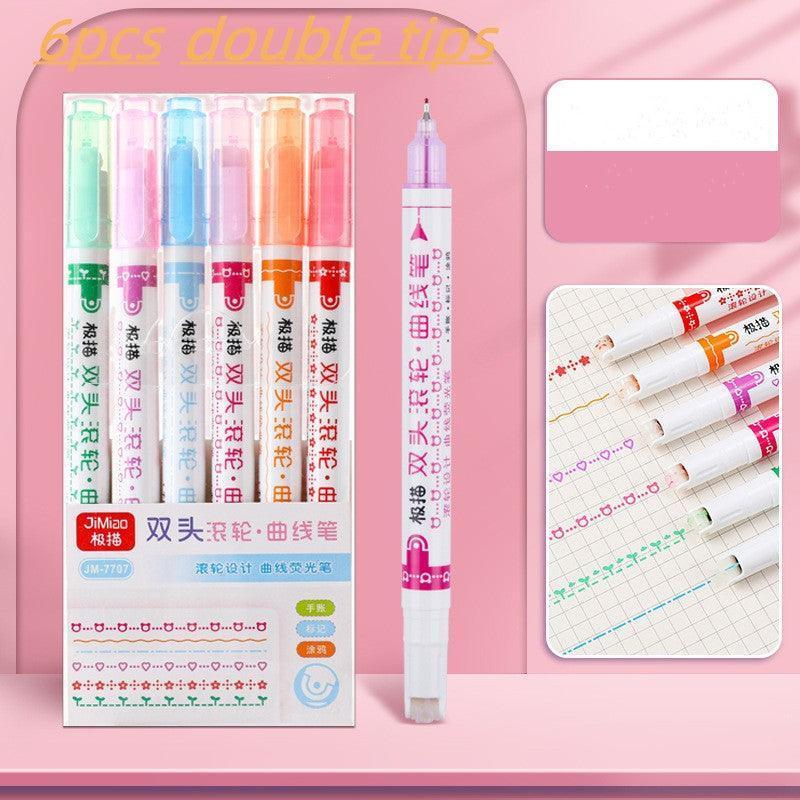 6 Pcs Line Shaped Colorful Stamp Markers - Glim N Style