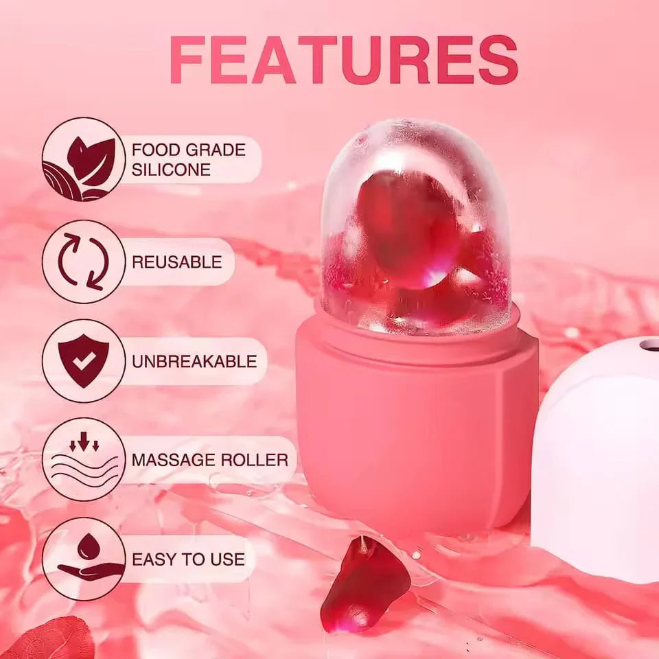 Ice Roller for Face β Silicone Facial Massager for Skin Tightening, Puffiness & Contouring