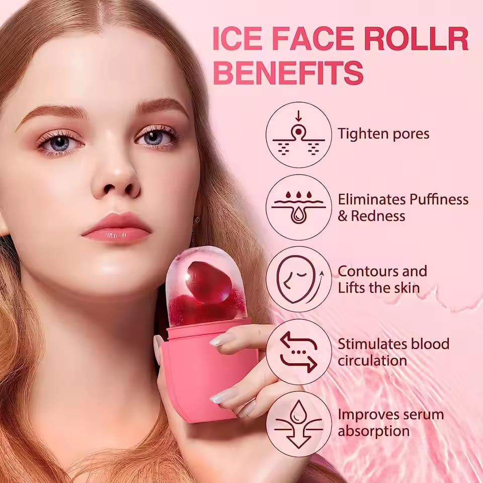 Ice Roller for Face β Silicone Facial Massager for Skin Tightening, Puffiness & Contouring