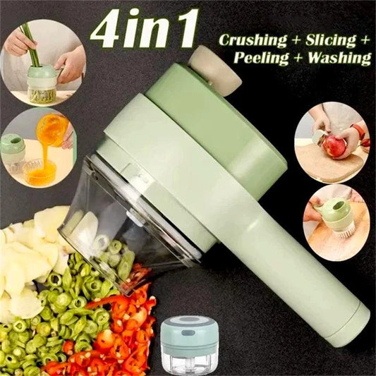 4 In 1 Handheld Rechargeable Vegetable Cutter Chopper