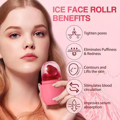 Ice Roller for Face – Silicone Facial Massager for Skin Tightening, Puffiness & Contouring